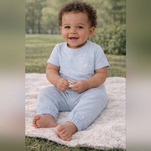 TBBC Beaufort Bonnet Company Blue Pelican Tee & Pants Set 6-12M Classic Preppy